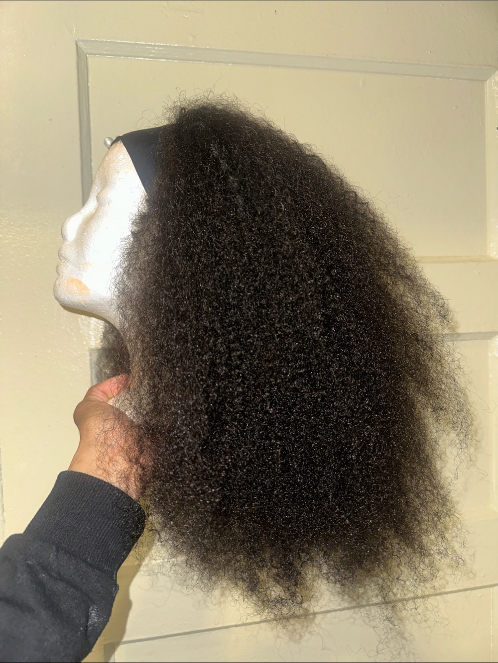 100% human hair Black Afro Kinky Curly Headband Wig headband wig 18 “ inches - Picture 3 of 4